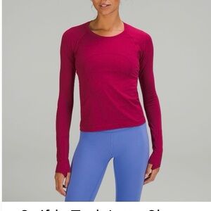 Lululemon Swiftly Tech Long Sleeve Shirt 2.0  *Waist/RaceLength* - Pomegranate